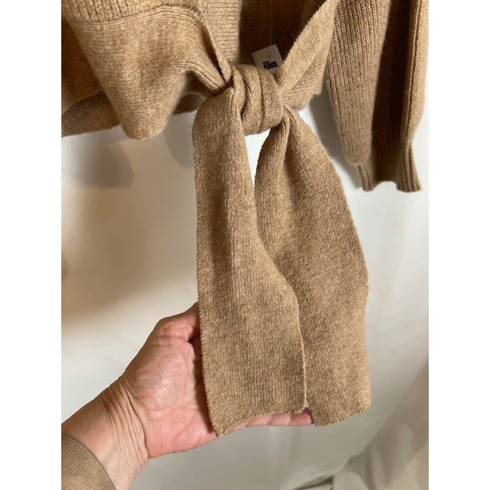 WAYF Women Brown Ribbed Tie-Front Cardigan L - Picture 4 of 7